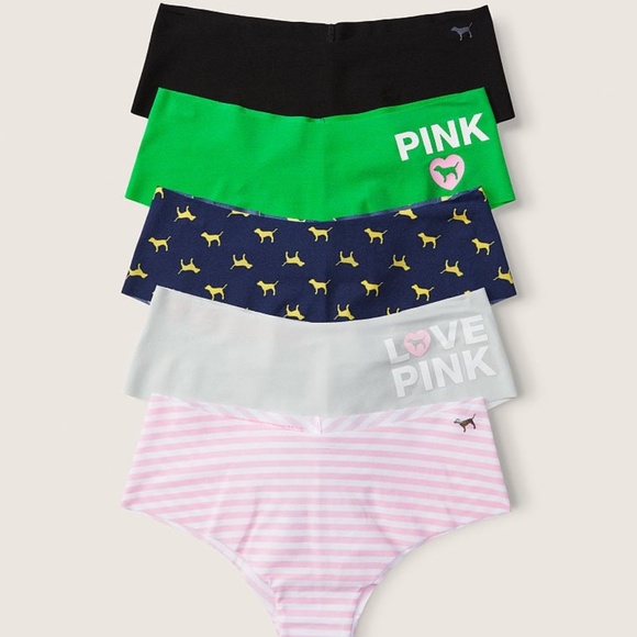 Victoria's Secret PINK No Show Cheekster Panty Pack of 5 Large NEW - Picture 3 of 8